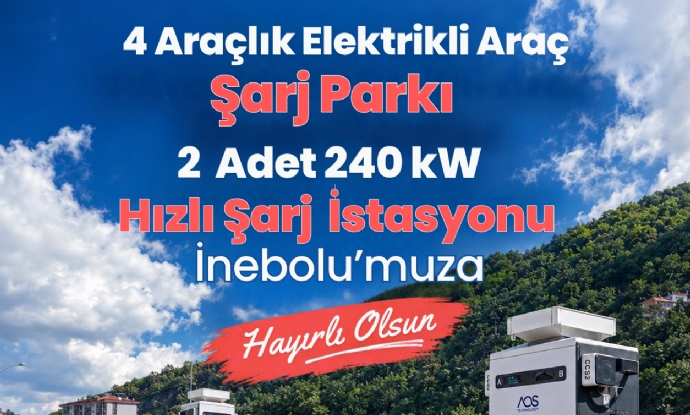4 Ara�l�k Elektrikli Ara� �arj Park� Ve 2 Adet H�zl� �arj �stasyonu �nebolu'muza Hay�rl� Olsun!